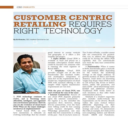 Customer Centric Retailing requires Right Technology - Intellect Commerce