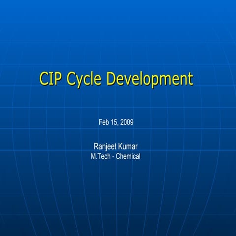 Clean In Place - Cycle Development