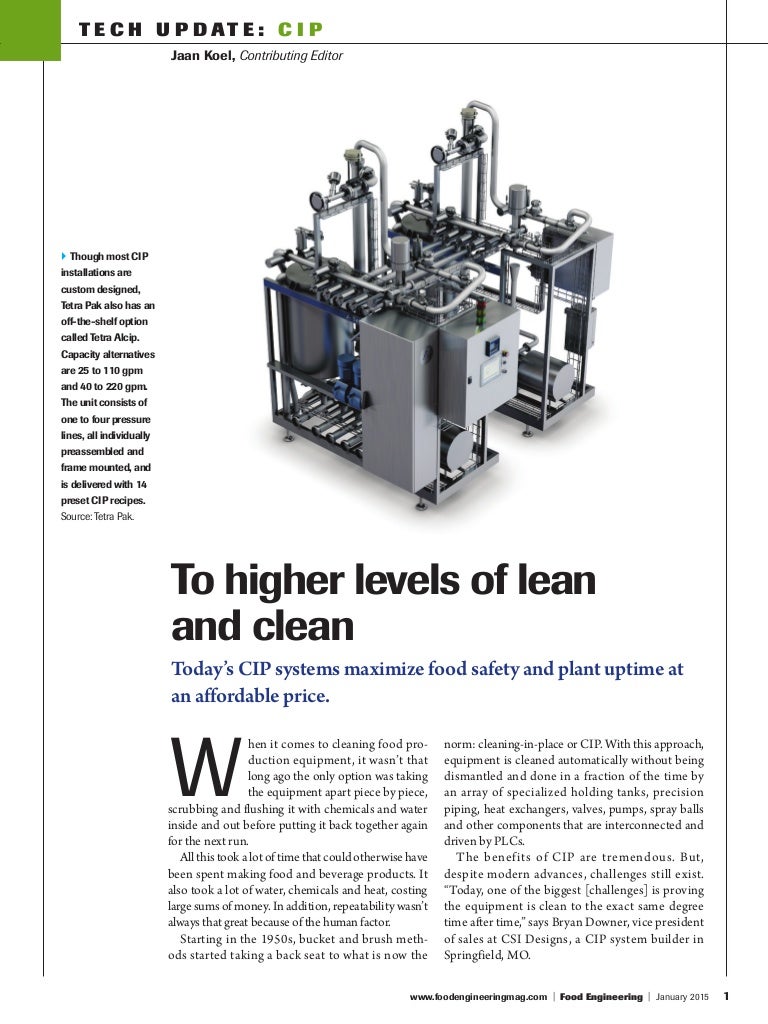 CIP article from food engineering magazine Jan 2015