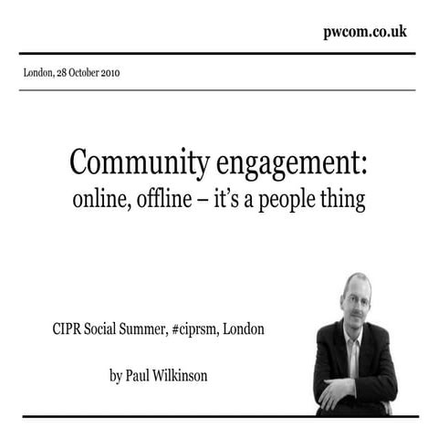 Community engagement: online, offline - it's a people thing