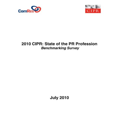 CIPR state of the profession benchmarking survey 2010 