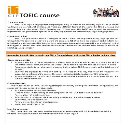 CIP - TOEIC Course information
