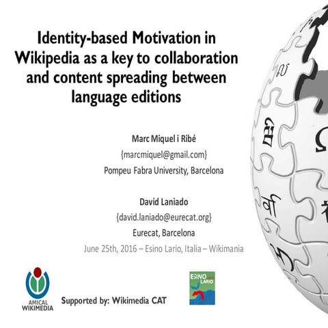 Cultural Identities in Wikipedia (Wikimania 2016)