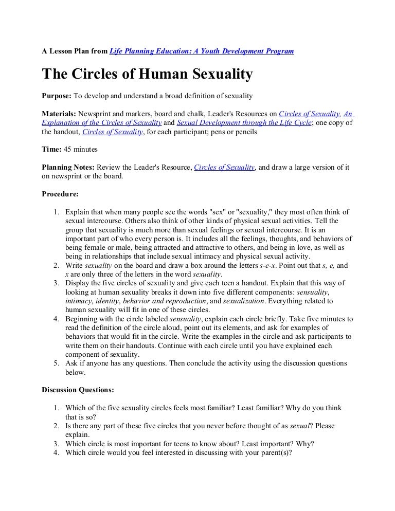 Circles Of Sexuality Lesson Hs