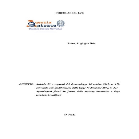 Agevolazioni fiscali per start-up innovative e incubatori certificati