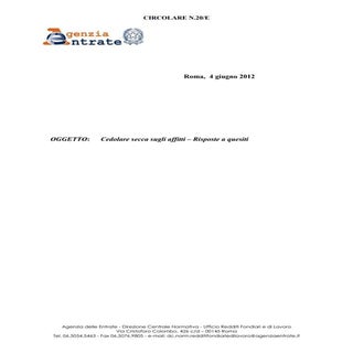 Circolare cedolare secca 2012