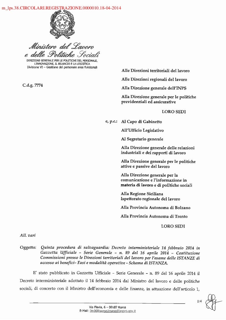 Circolare n. 10 del 18 aprile 2014