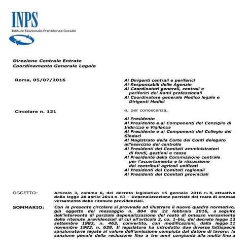 Depenalizzazione reato omesso versamento ritenute previdenziali