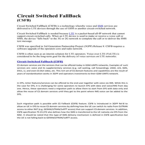 Circuit switched fall back theory good