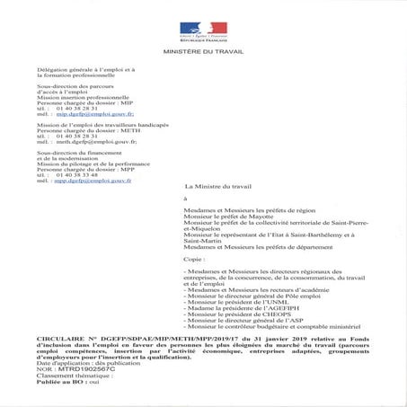 Circulaire DGEFP 2019 relative au Fonds d’inclusion dans l’emploi en ...
