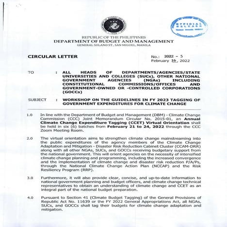 Circular letter-no-2022-5 workshop on the guidelines in fy 2023 tagging ...