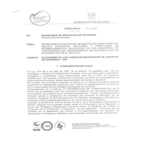 Circular 000340 de 11 de septiembre de 2012