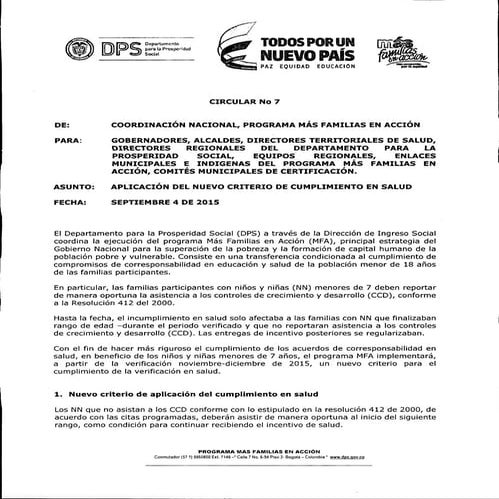 Circular 7 aplicacion nuevo criterio salud