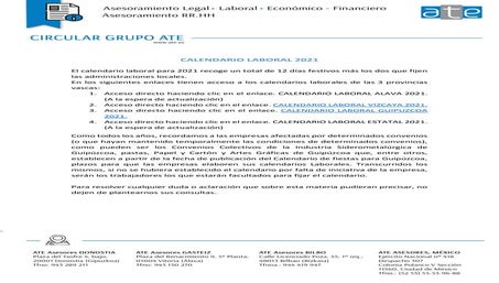 Calendario Laboral Bizkaia 2015