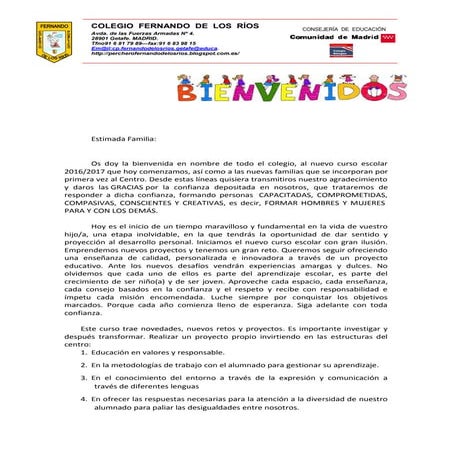 BIENVENIDOS AL CURSO 2016/17