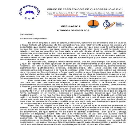 Circular nº 2 campeonato villacarrillo