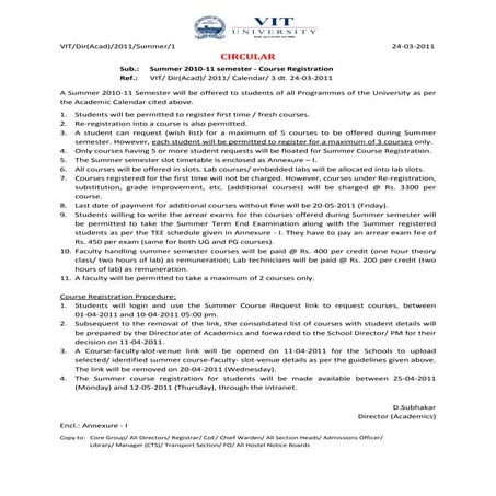 Circular on academic calendar for winter 2010 11 semester | PDF