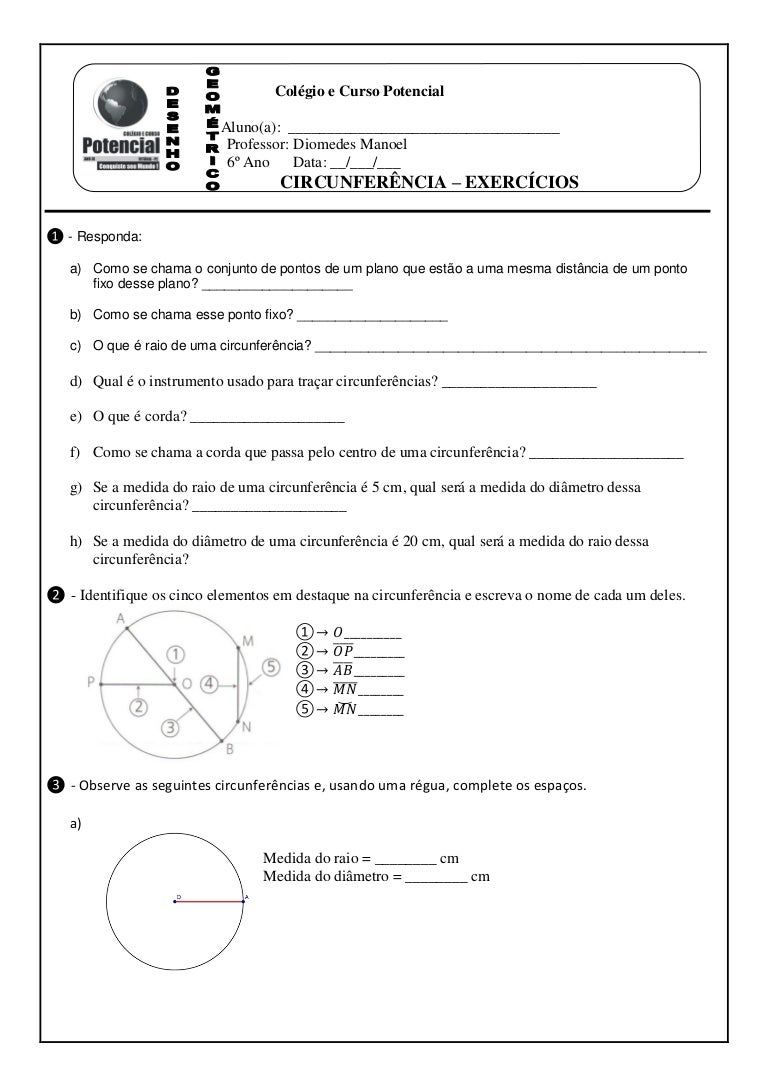 Exercicios De Circulo E Circunferencia