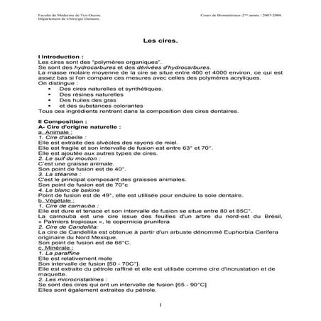 Cires dentaire | DOC