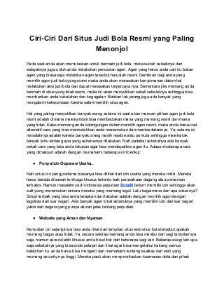Ciri ciri dari situs judi bola resmi yang paling menonjol