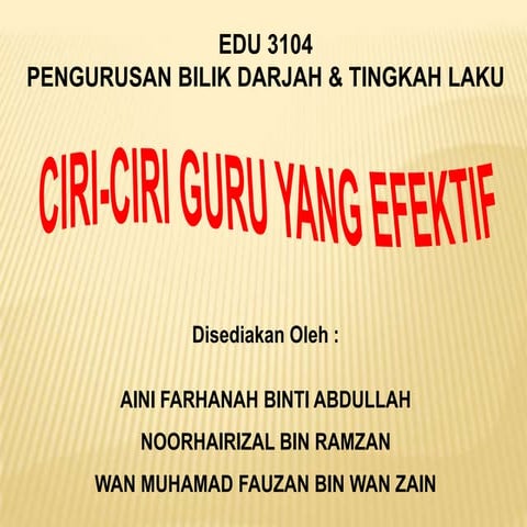 Ciri-ciri Guru Yang Efektif