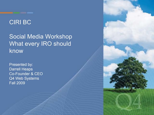 CIRI BC Social Media Workshop - September 25, 2009