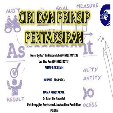Ciri dan prinsip pentaksiran