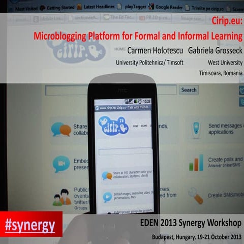 Cirip.eu – Microblogging Platform for Formal and Informal Learning