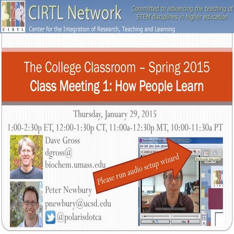 CIRTL Class Meeting 1: How People Learn