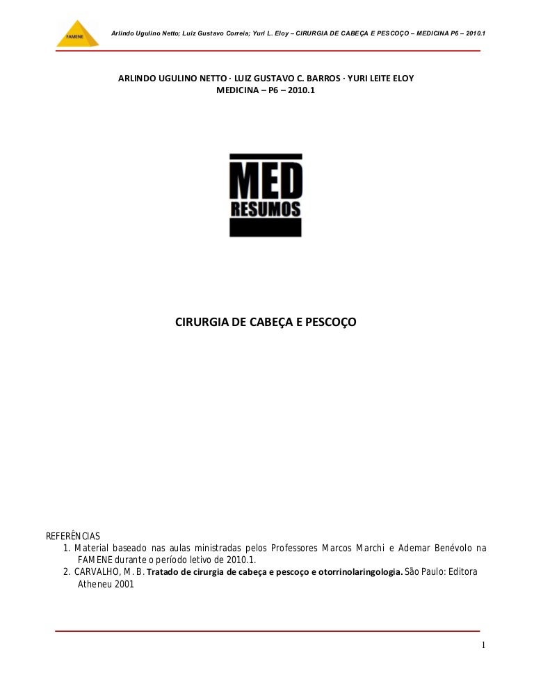 lesão nervosa na cabeça e pescoço