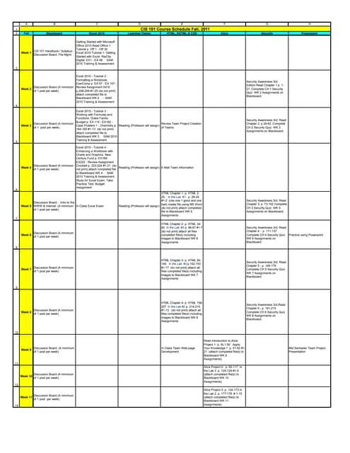 CIS101 course-schedule-fall-2011