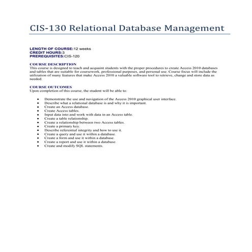 Cis130 outline