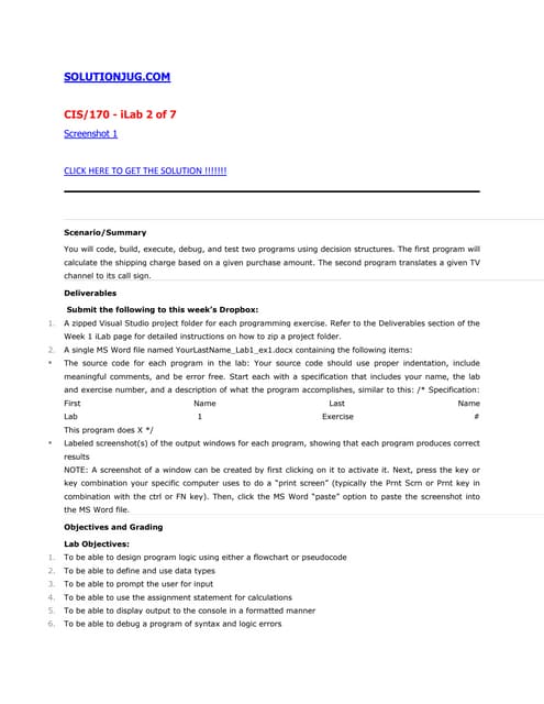 Cis 170 ilab 2 of 7
