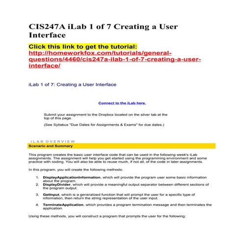 Cis247 i lab 1 of 7 creating a user interface