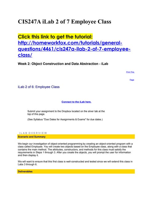 Cis247 i lab 2 of 7 employee class