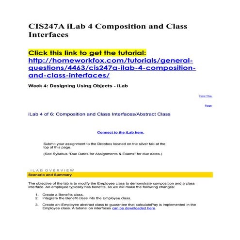 Cis247 i lab 4 composition and class interfaces