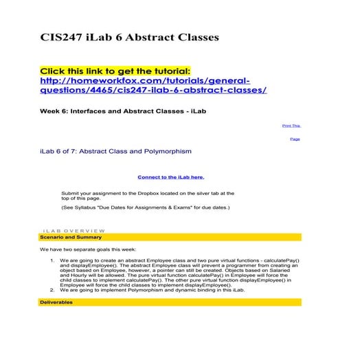 Cis247 i lab 6 abstract classes | PDF