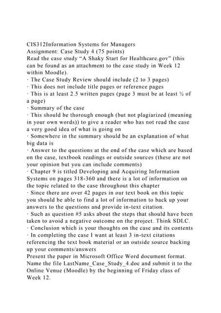 CIS312Information Systems for ManagersAssignment Case Study 4 (.docx