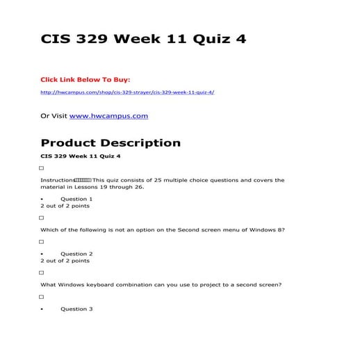 Cis 329 week 11 quiz 4