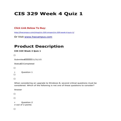 Cis 329 week 4 quiz 1