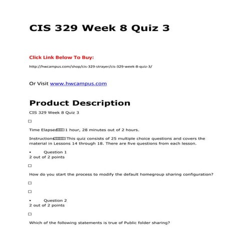 Cis 329 week 8 quiz 3