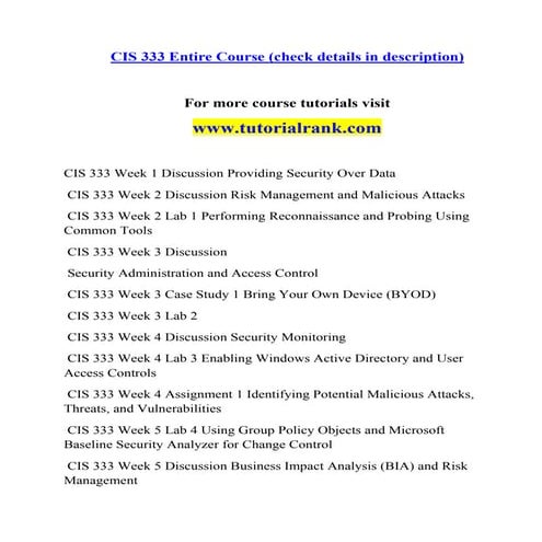 CIS 333  Effective Communication - tutorialrank.com