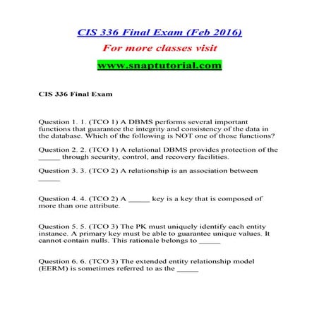 Cis 336    Enhance teaching / snaptutorial.com