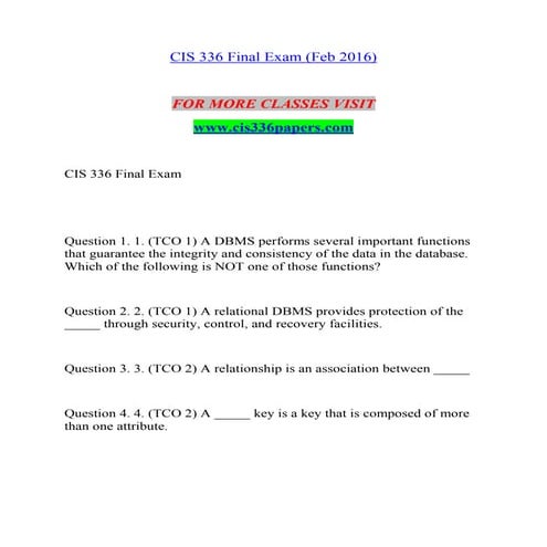 CIS 336 PAPERS Lessons in Excellence--cis336papers.com