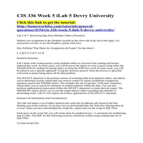 Cis336 week 5 i lab 5