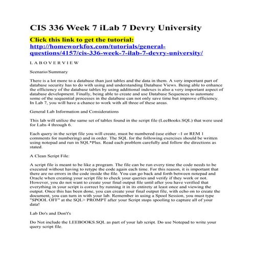 Cis336 week 7 i lab 7