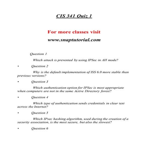 CIS 341 Success Begins / snaptutorial.com