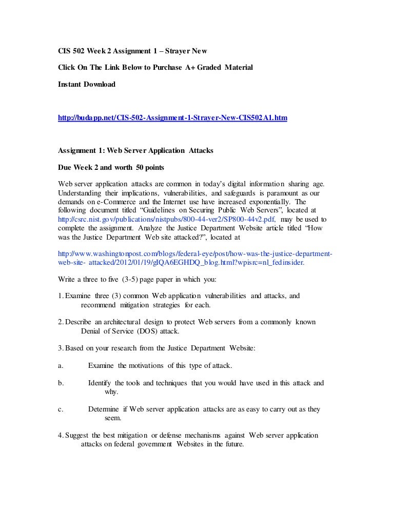 Cis 502 week 2 assignment 1 strayer new essay 02 picture