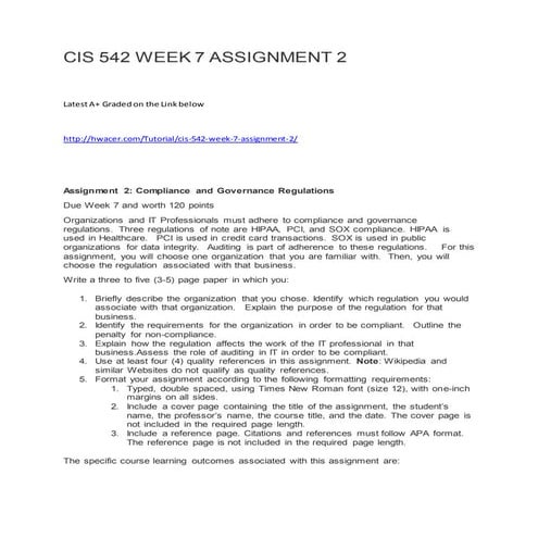 Cis 542 week 7 assignment 2