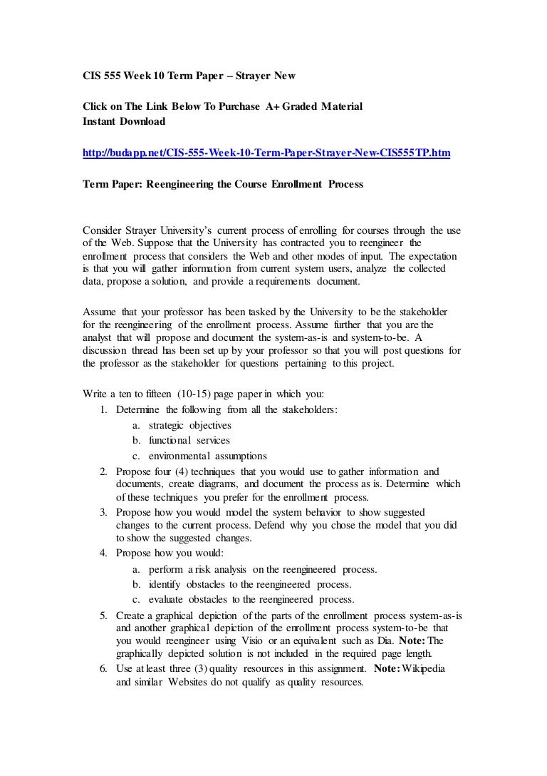 Cis 555 week 10 term paper reengineering image